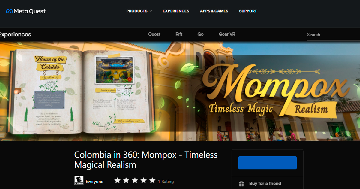 Captura de pantalla de Mompox Realismo Mágico Atemporal disponible en Oculus