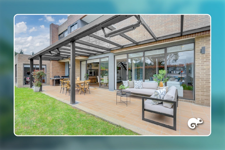 Patio of a house with furniture